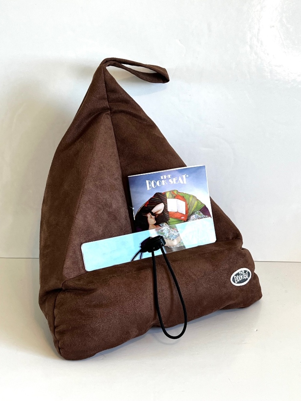 The Bookseat - Hands Free Book Tablet and iPad Holder - Brown Cushion - Fabric